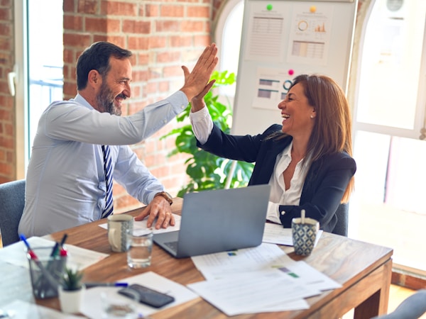 Professional team collaborating in modern office